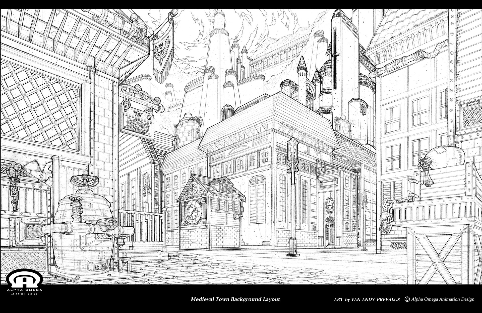 Artstation Medieval Town Background Layout Design For The