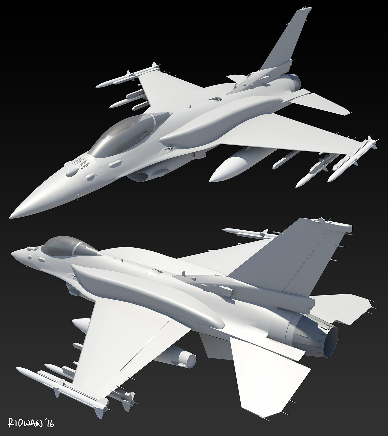 Artstation F 16e Grayscale Renders Ridwan Chandra Choa