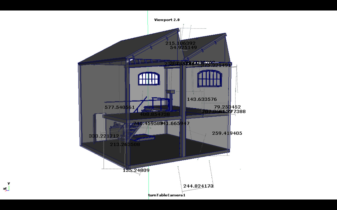 Mapping accurately the office in 3D. To be used as base for compositing 3D elements, 3D scale, perspective, distance guide and mask layer in front of 3D objects for creating depth effect.