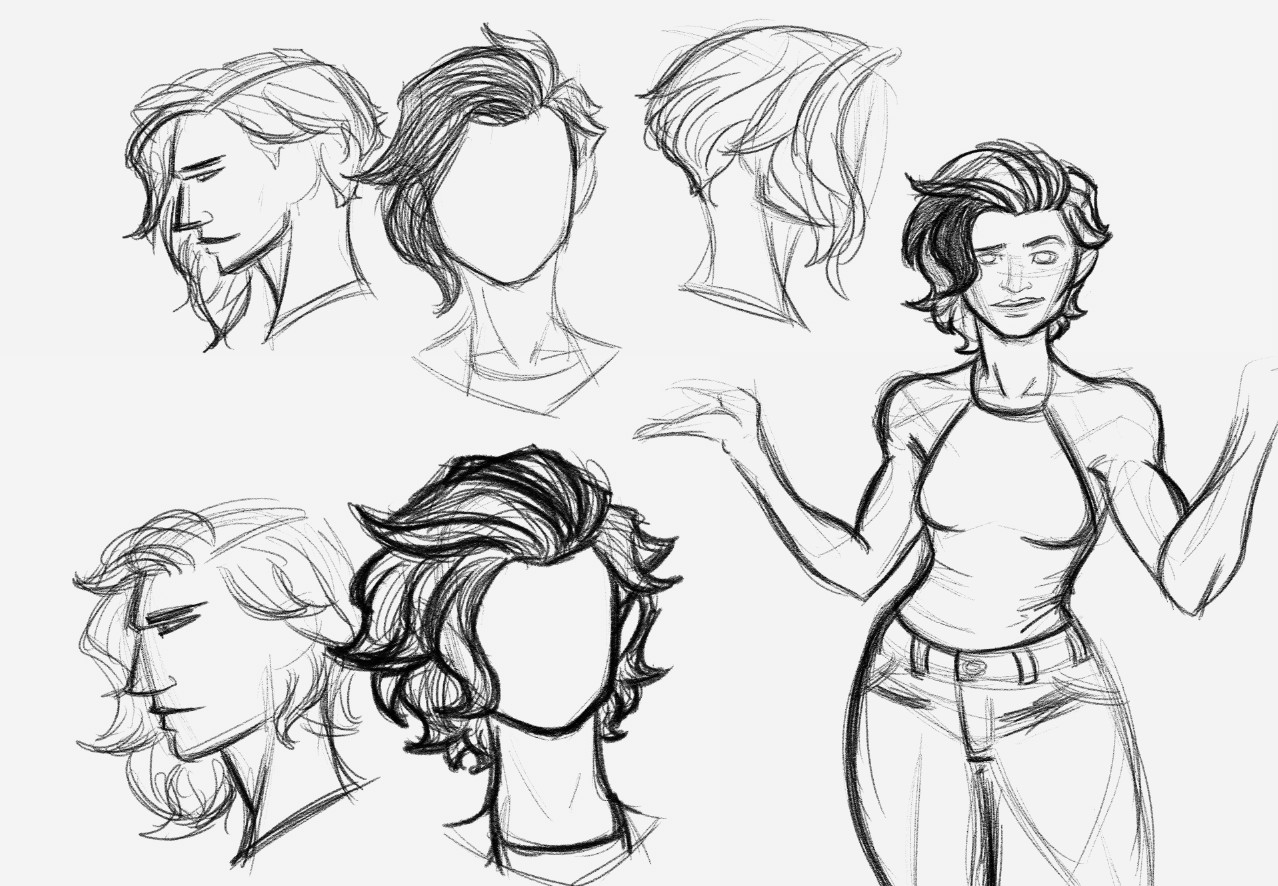 ArtStation - (Princess) Daisy // Hair Sketches