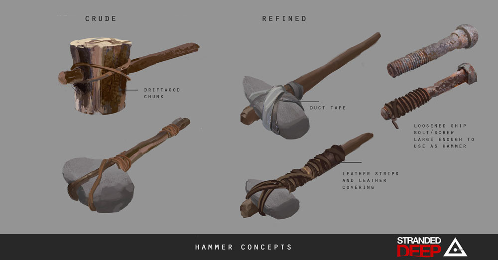 ArtStation Stranded Deep tool concepts, Jessica Cheng
