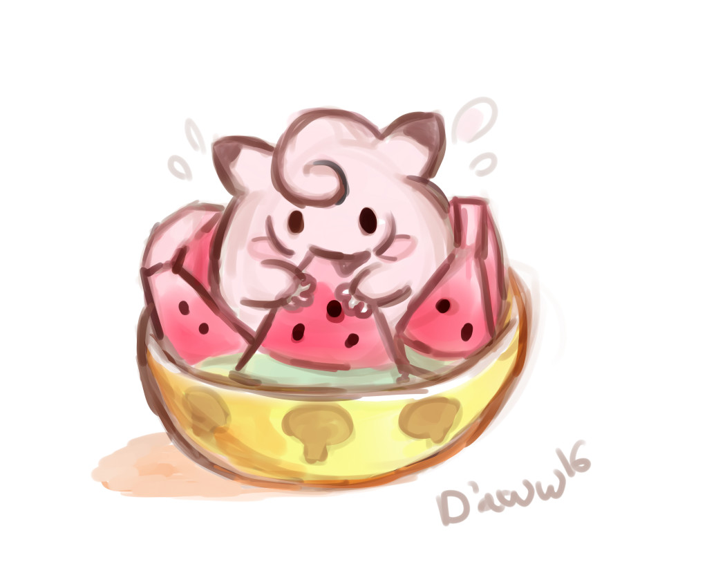 Pokemon Go Fan Art: A Clefairy in my Watermelon