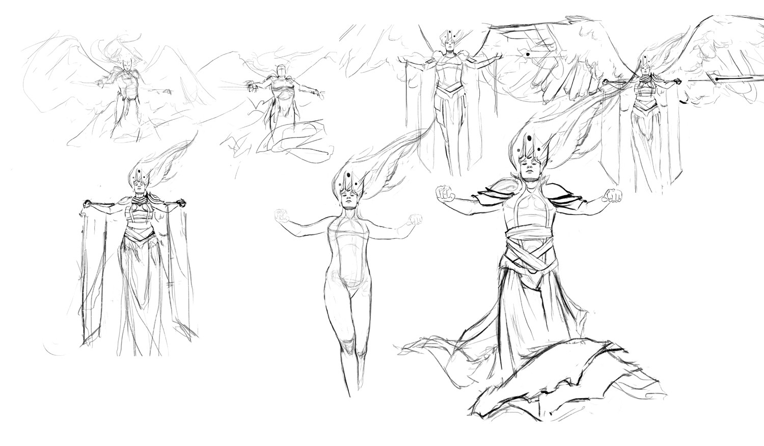 earliest sketches to the finished drawing