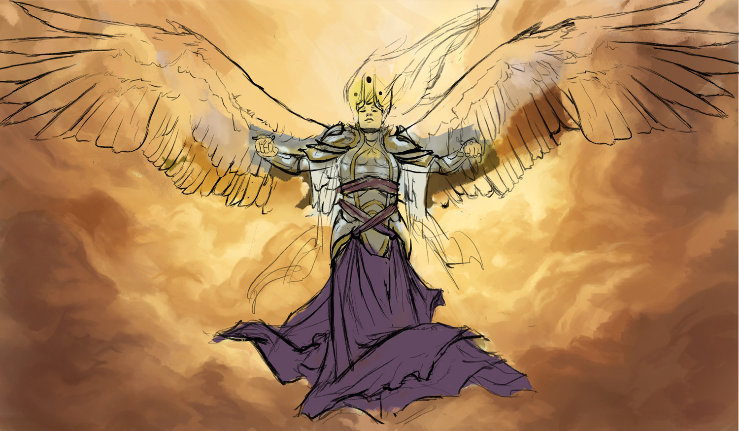 Background and rough color lay-in for the figure