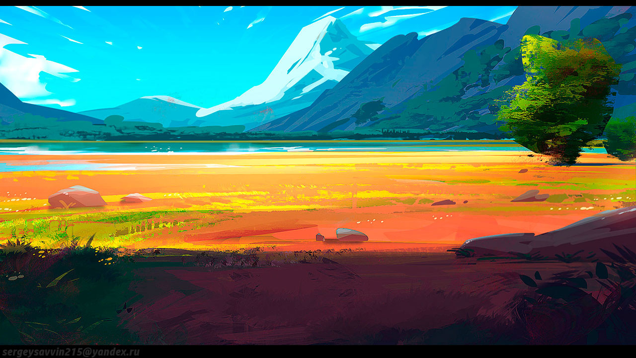 Artstation Warm Landscape Painting Sergey Savvin