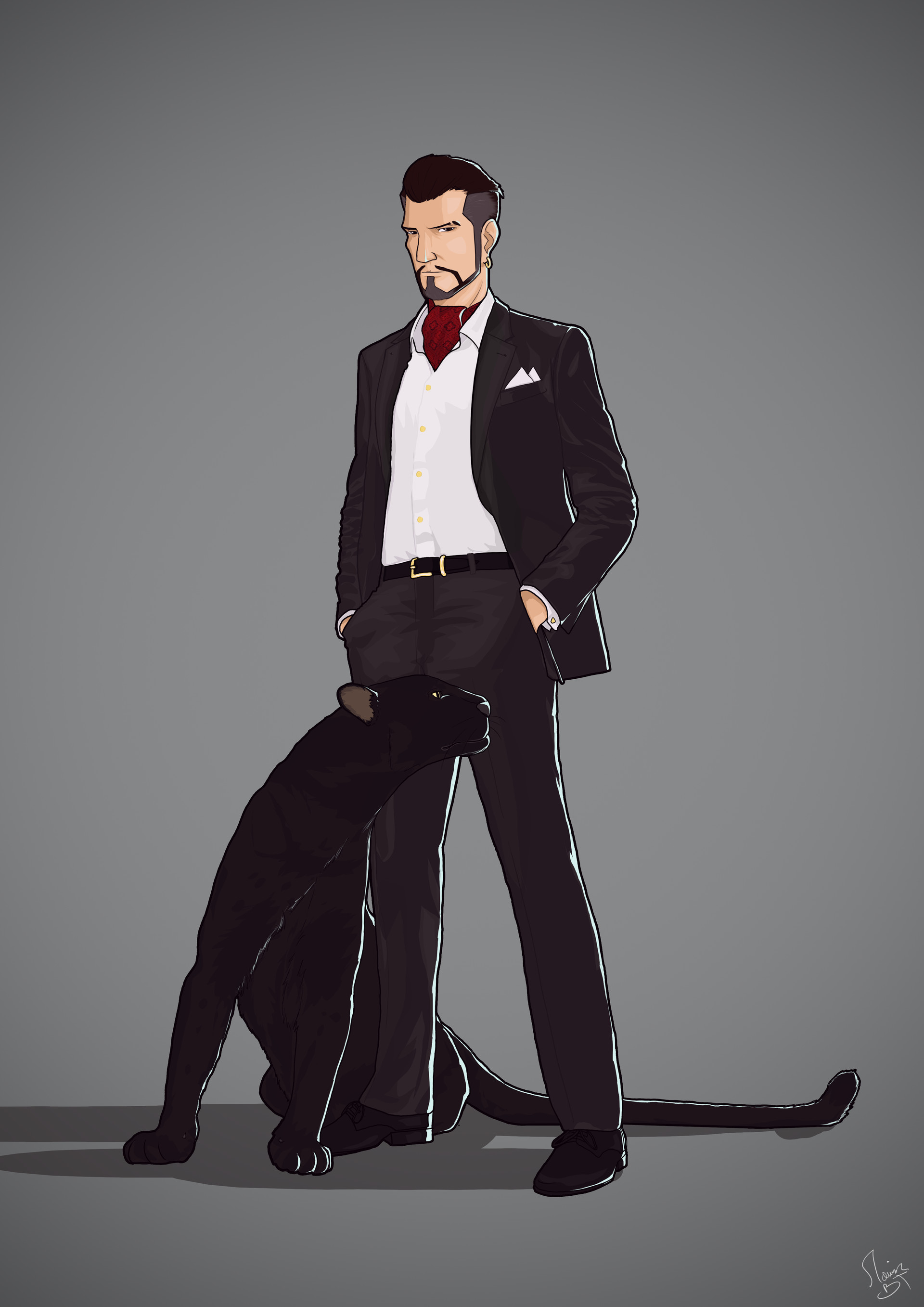ArtStation Rich Guy With Black Panther artstation-rich-guy-with-black-panther