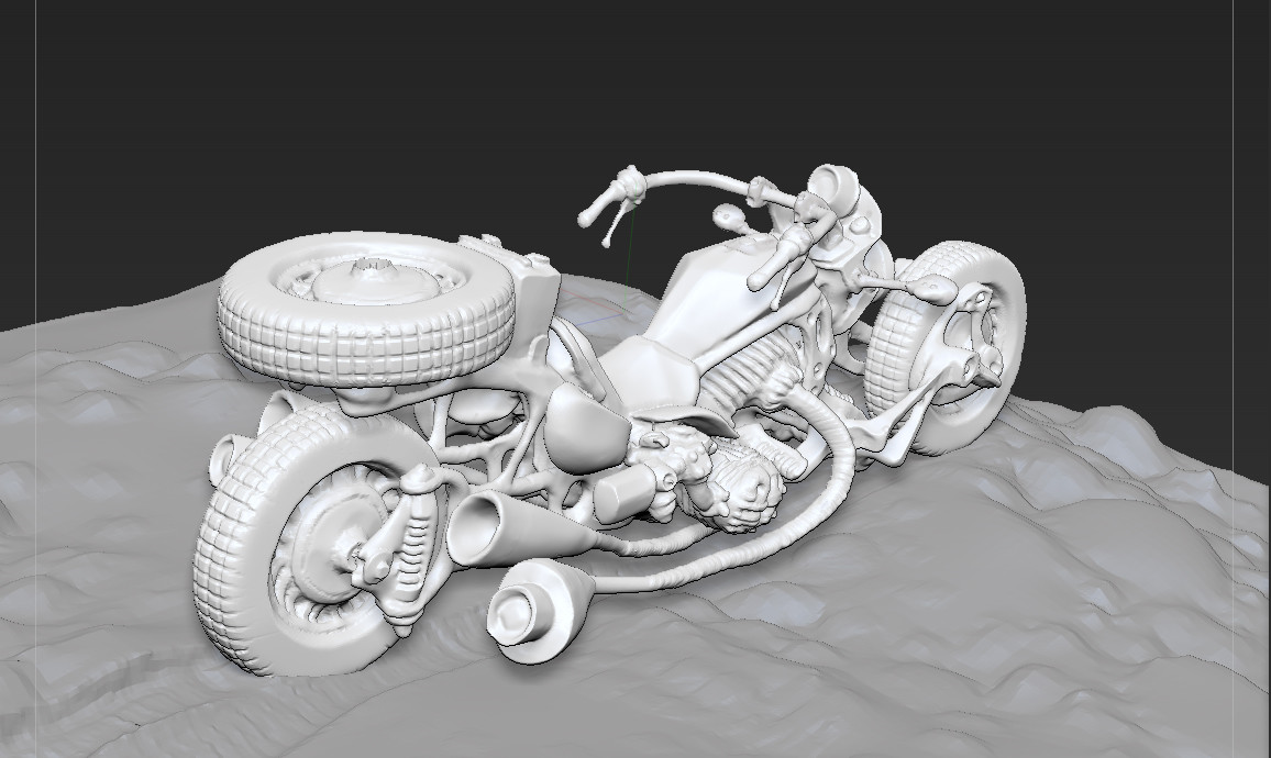 one version of a futuristic survivor motorcycle for the zombie apocalypse.