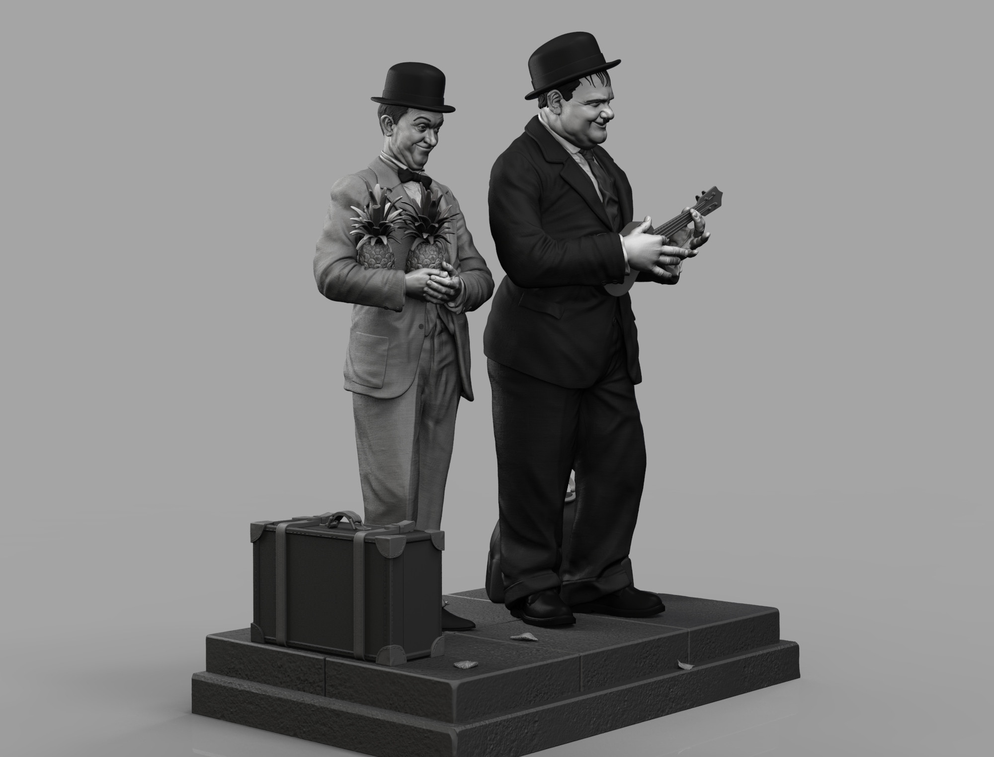 laurel and hardy bronze figurines