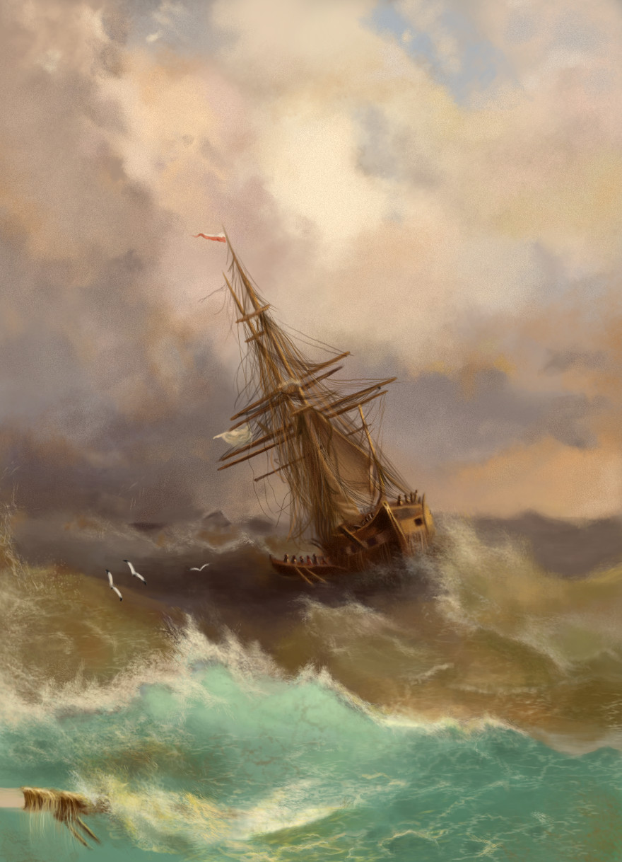 Artstation Ship In The Stormy Sea Study Ania Remlein