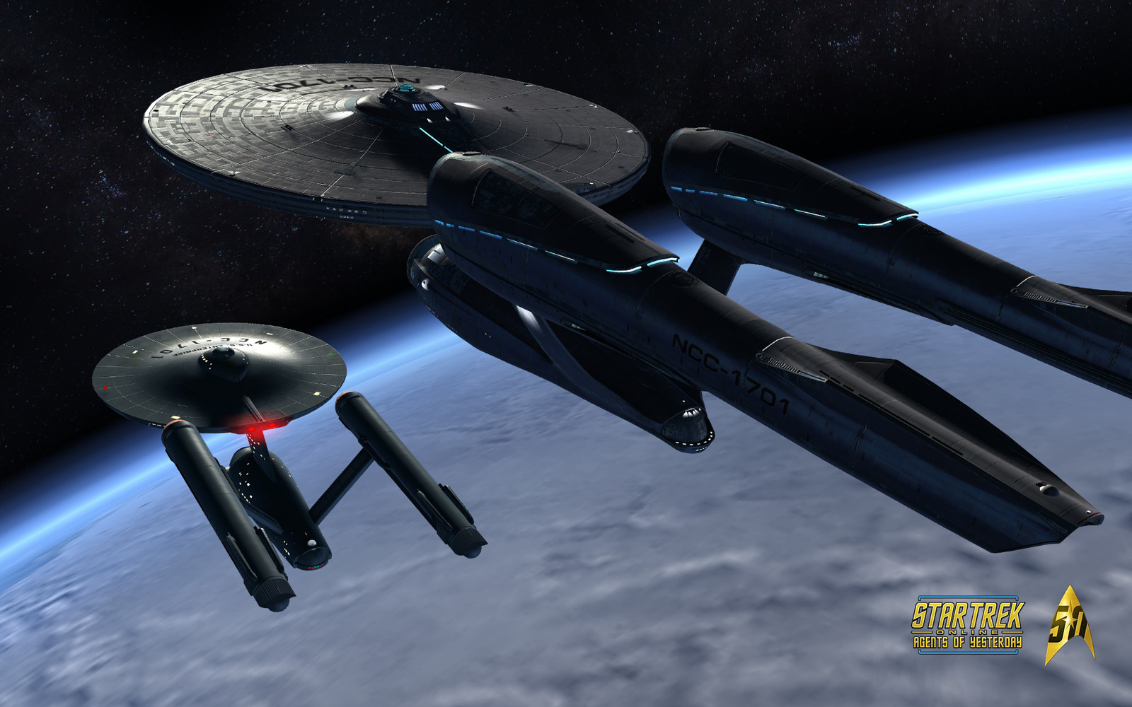 Wallpaper made using a composite of STO in-game screenshots and stock imagery.