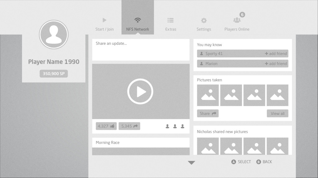 Social page concept wireframe.