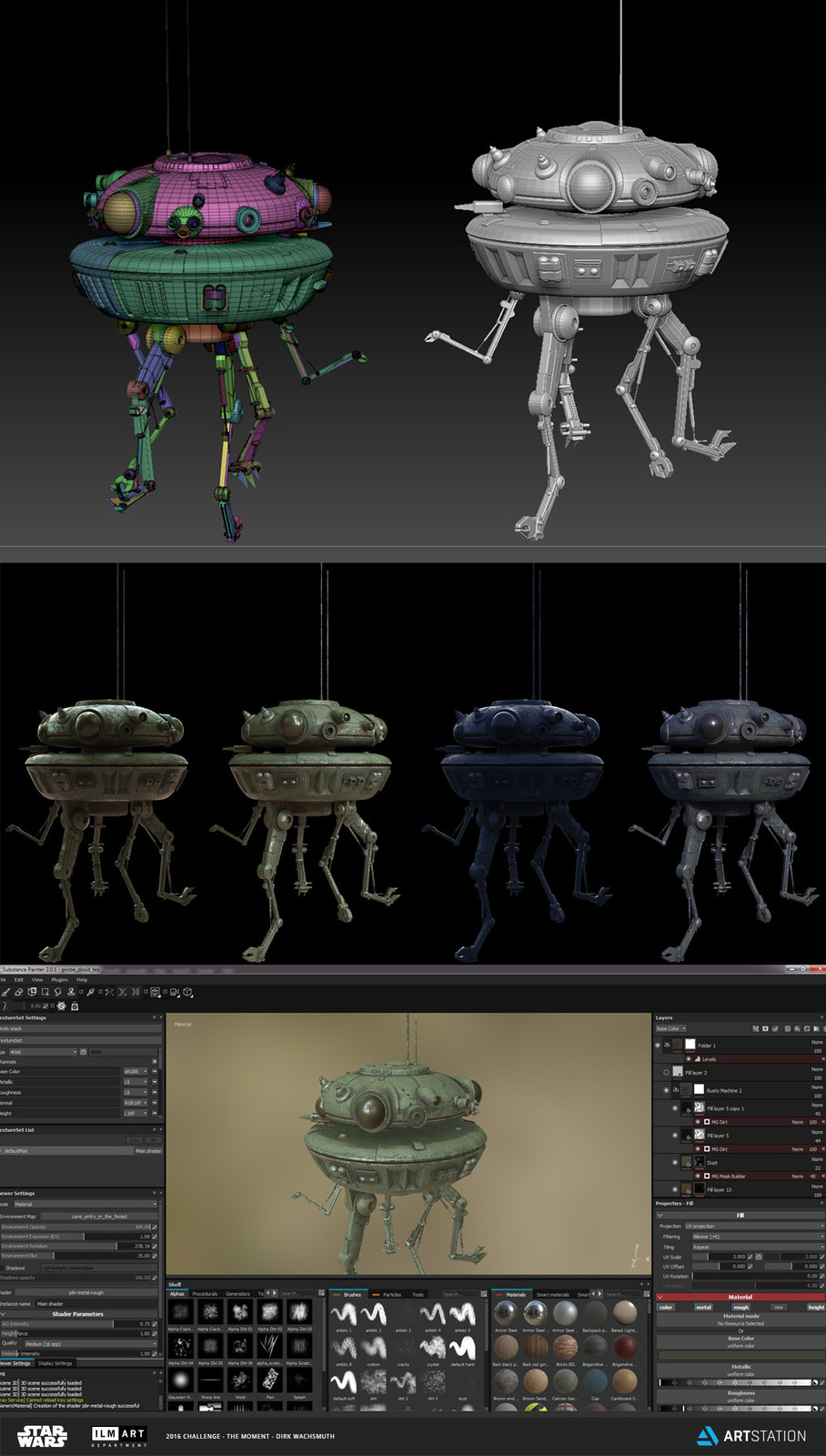 Probe Droid model and texturing in Substance Painter