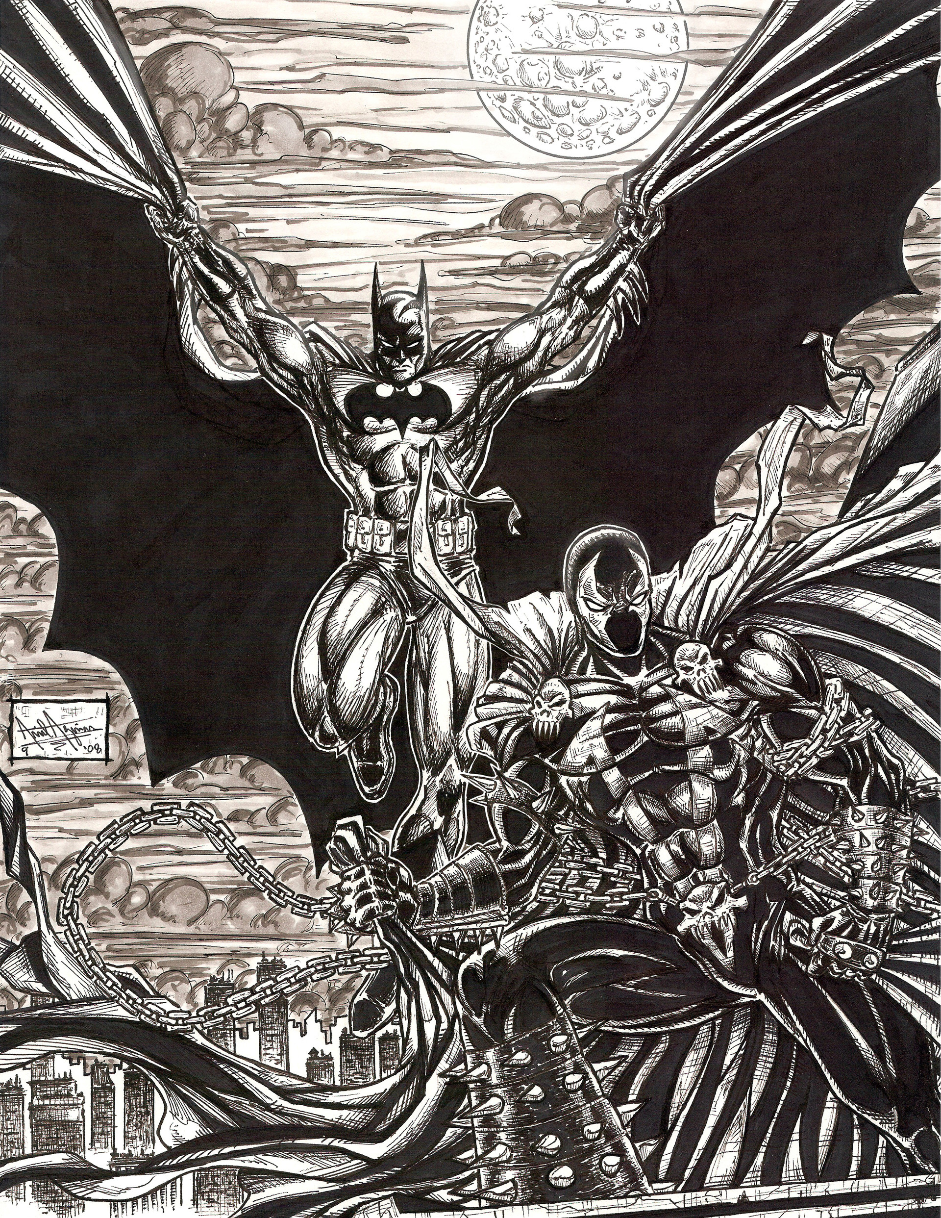 Artstation 2008 Spawn Batman Pinup Ariel Aguire