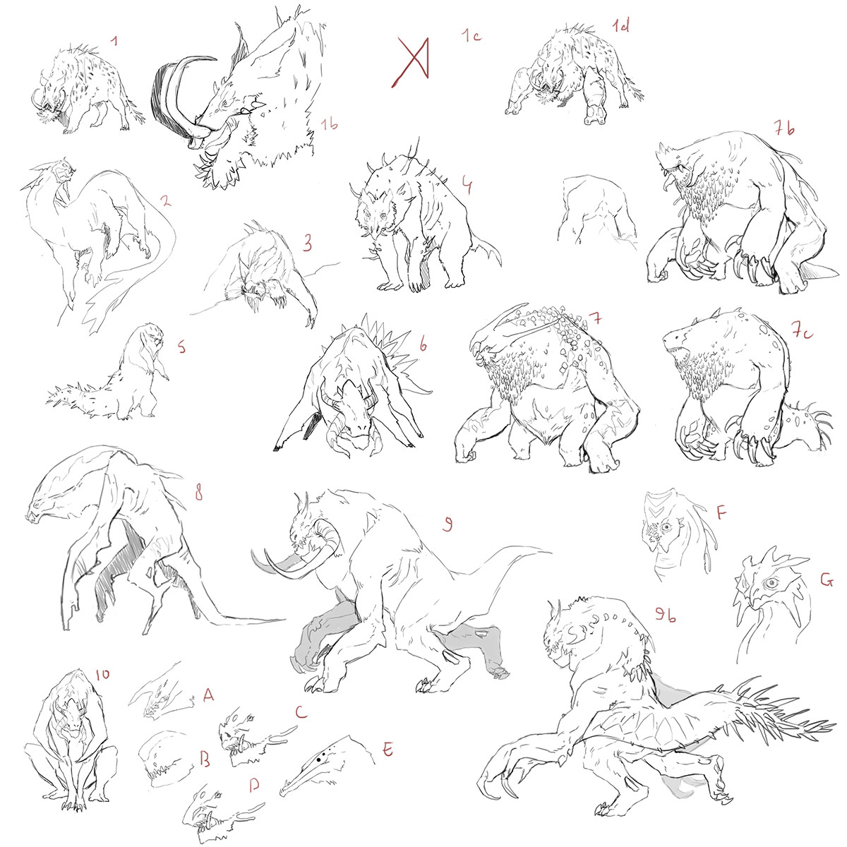 first sketches for the monster design 