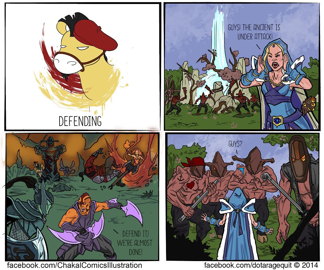 Dota 2 comics for the Facebook page Rage Quit.