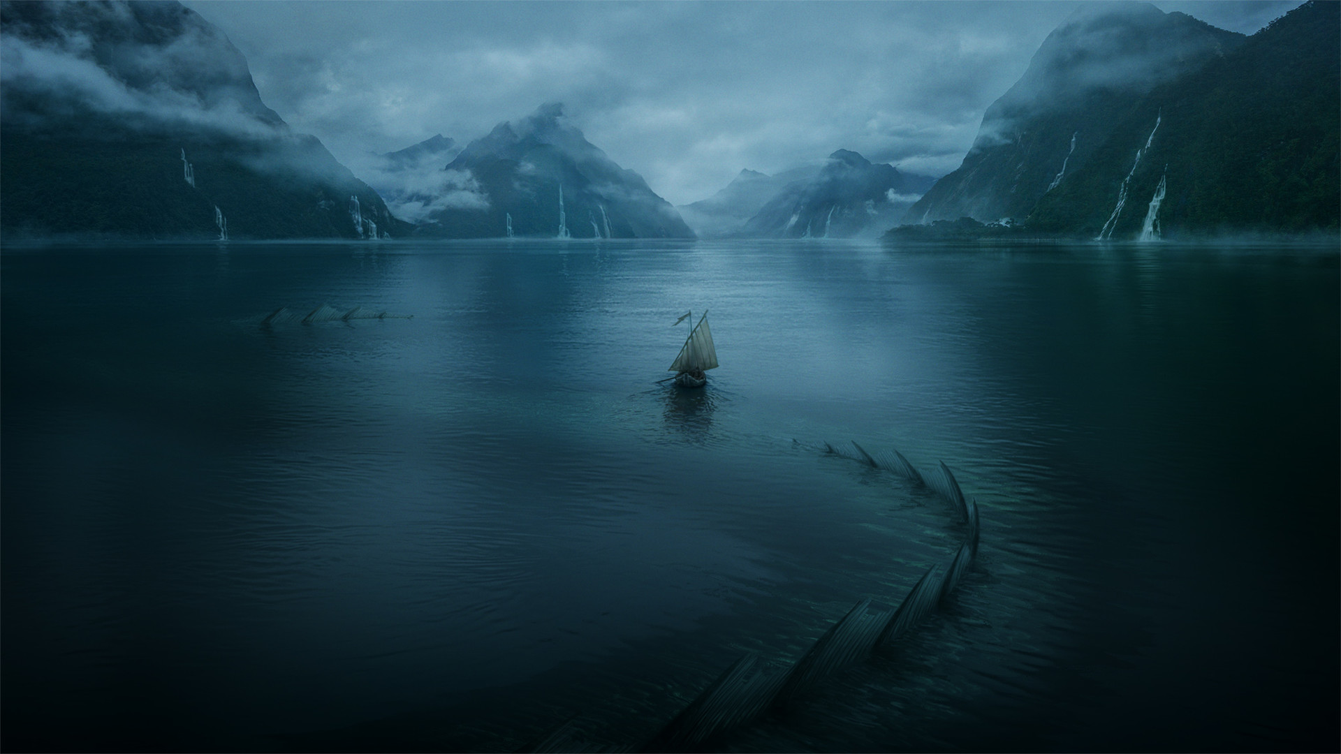 Темная река слушать. Ночной океан Лавкрафт. Озеро Лавкрафт. Скандинавия фьорды. Левиафан Valheim.
