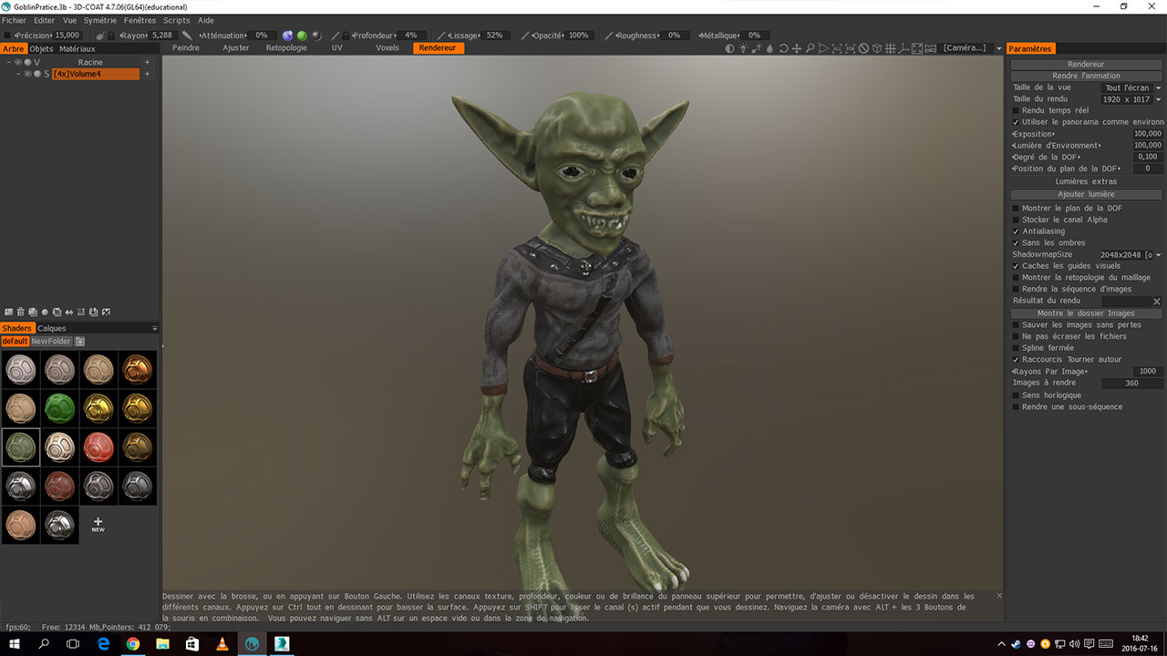 As a practice, I took back the model and refined it in 3D Coat.