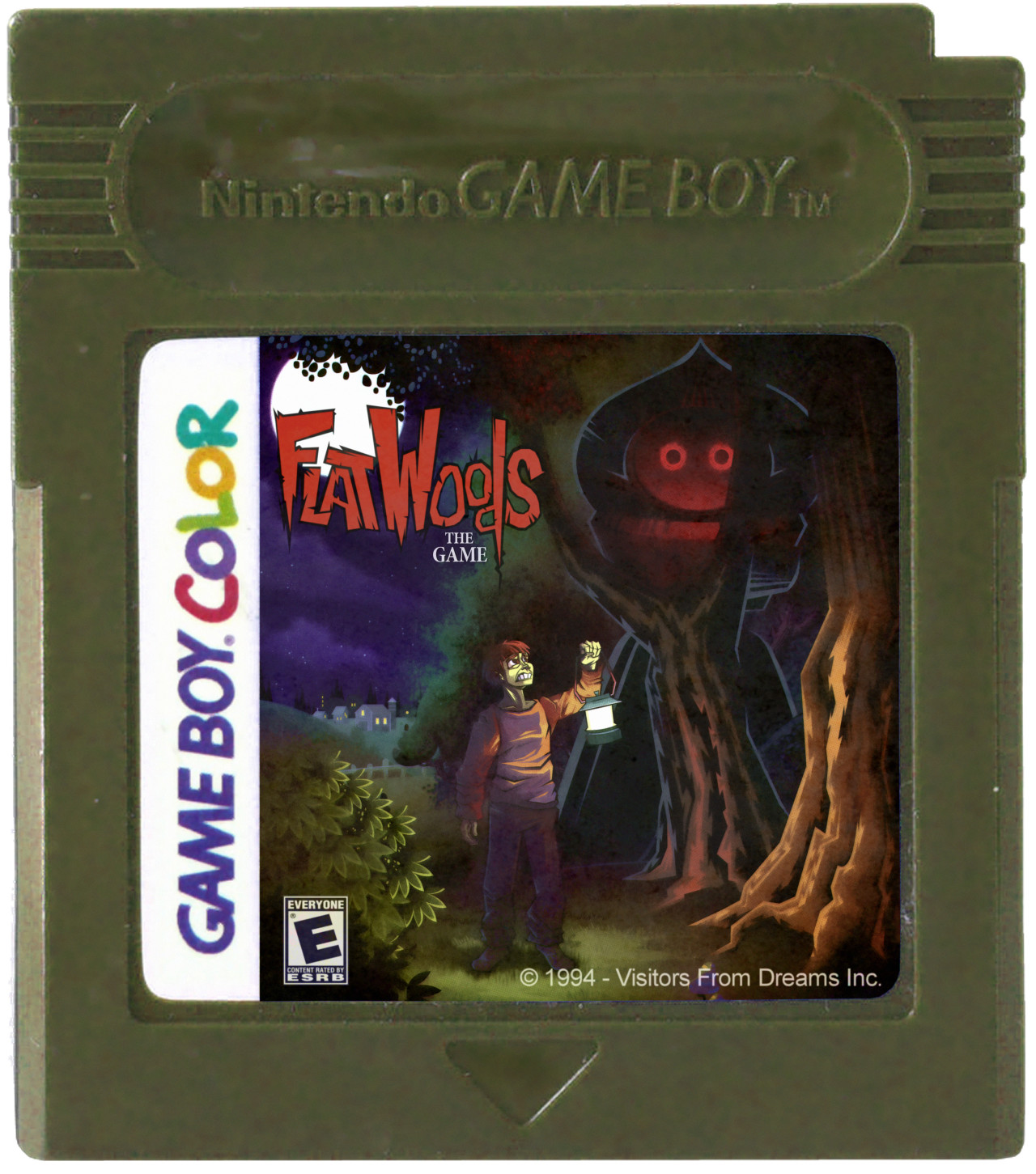 mock-up of cartridge with cover art and logo