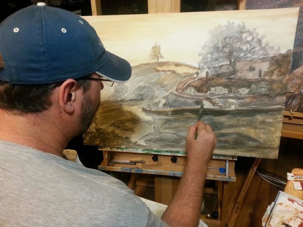 4: Underpainting values using Burnt Umber