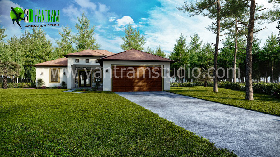 Artstation Modern 3d House Exterior Rendering With Garage Design