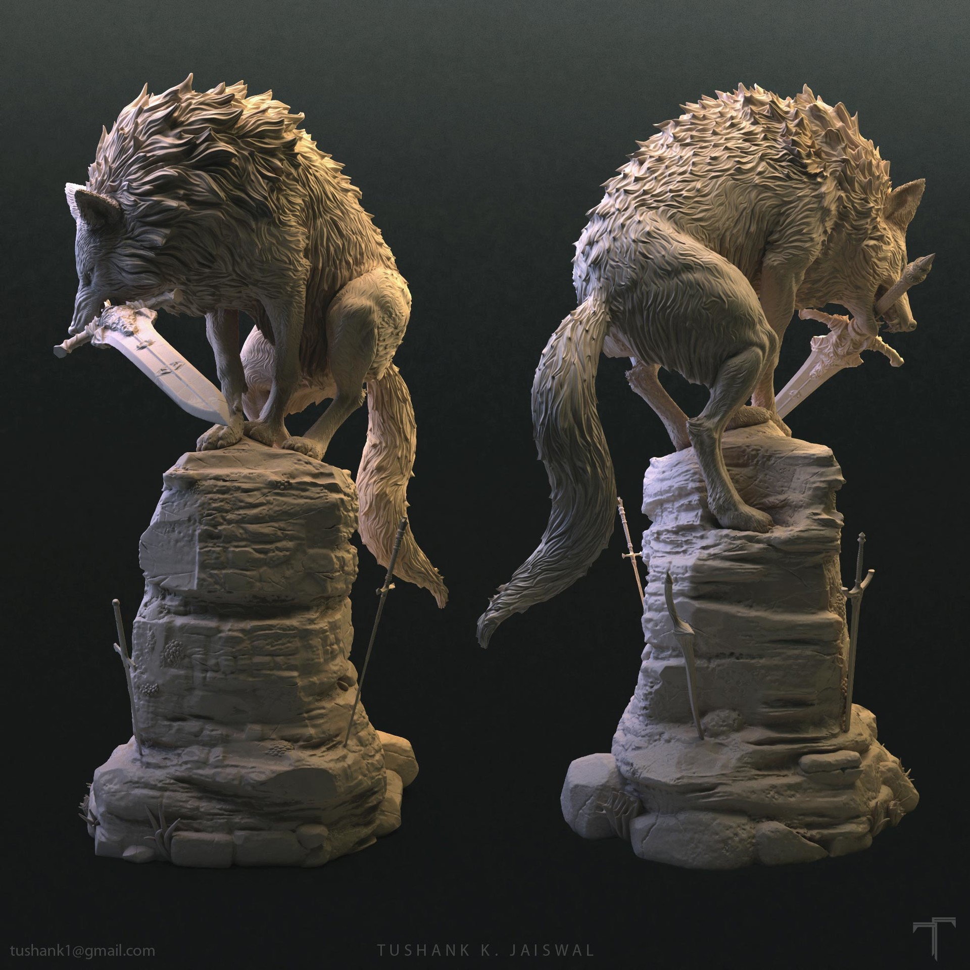 Artstation The Great Grey Wolf Sif Dark Souls 3d Printed