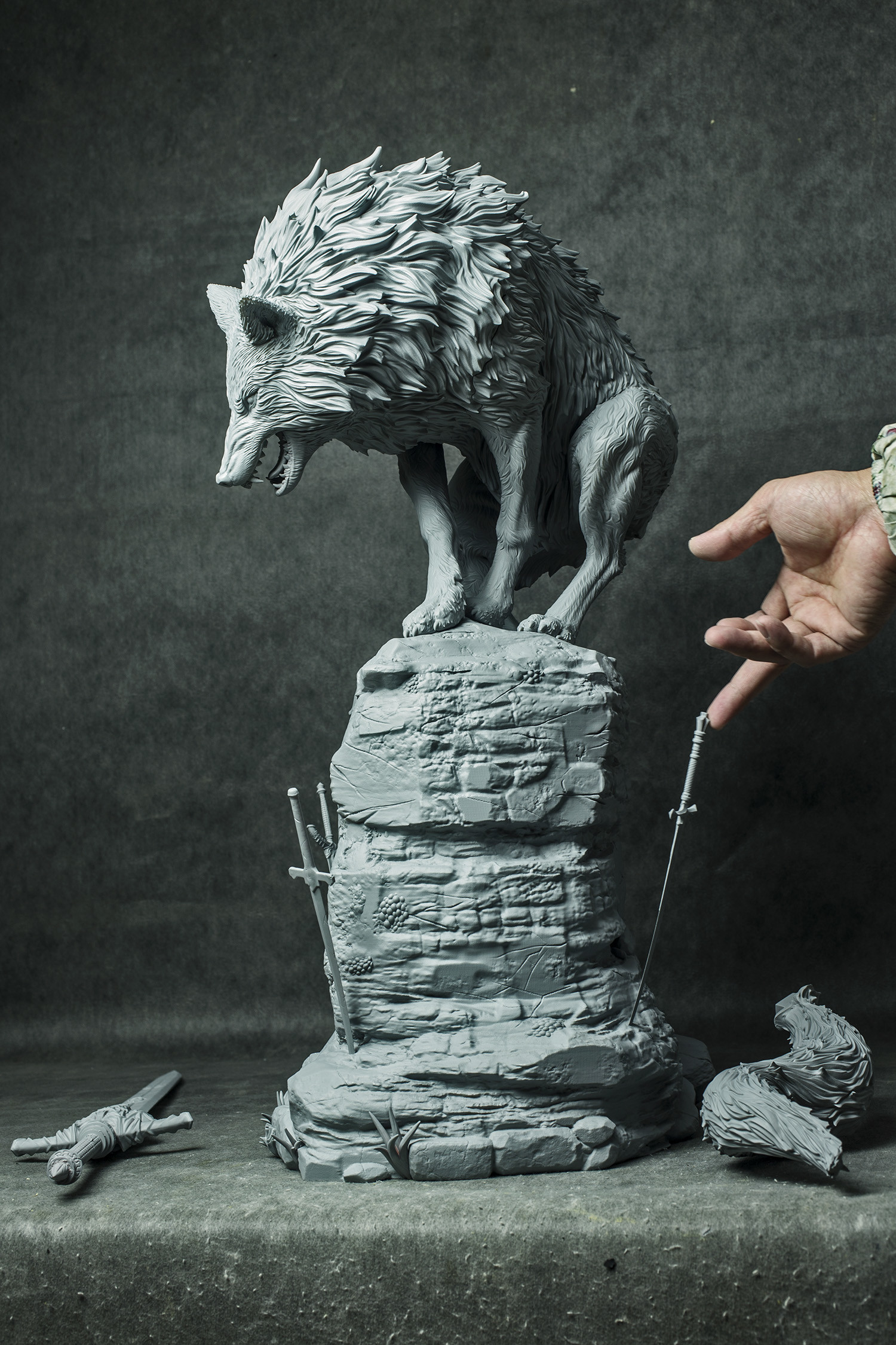 ArtStation The Great Grey Wolf - Sif (Dark Souls) 3D Printed Statue