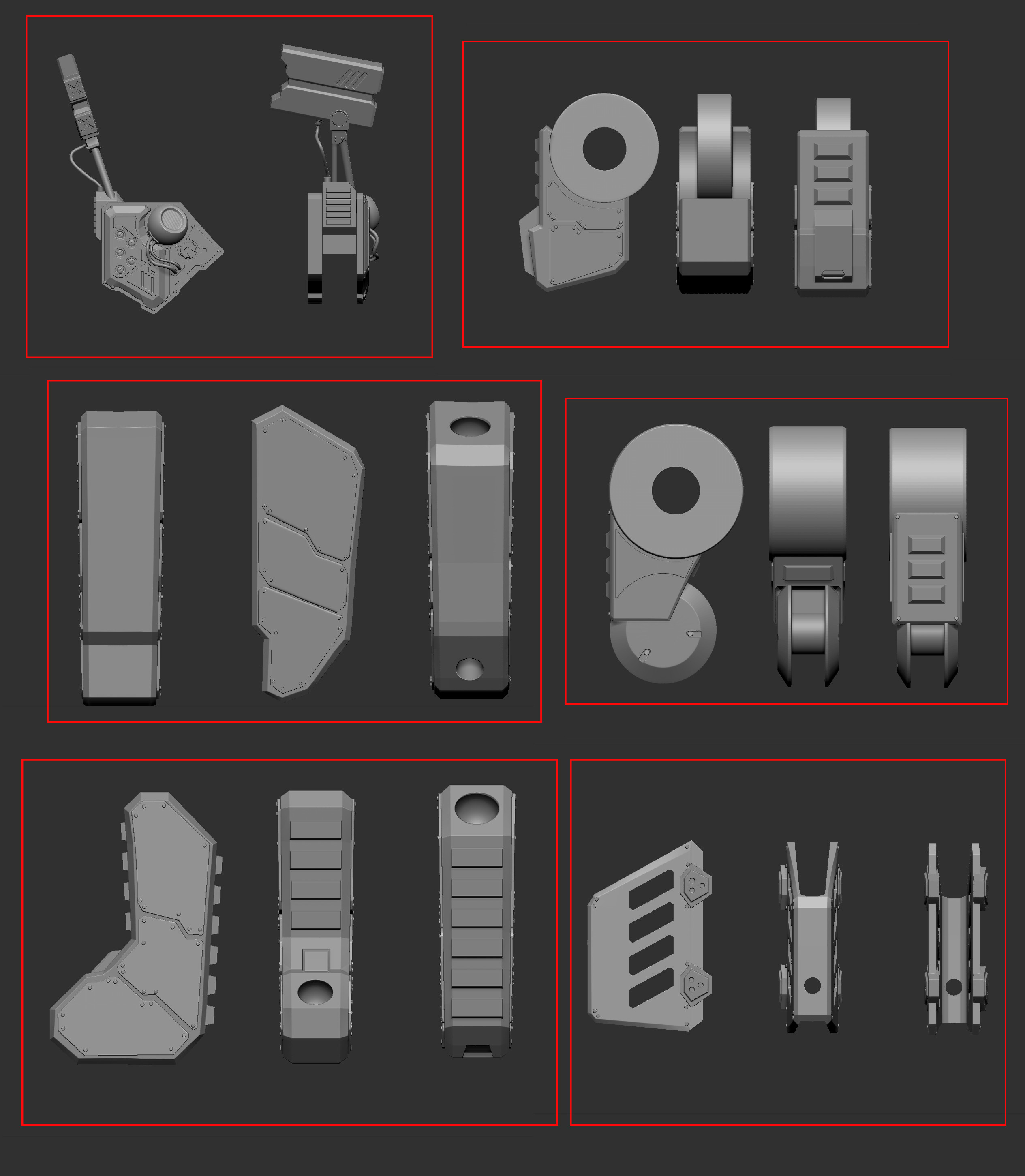 Individual pieces of the back mount