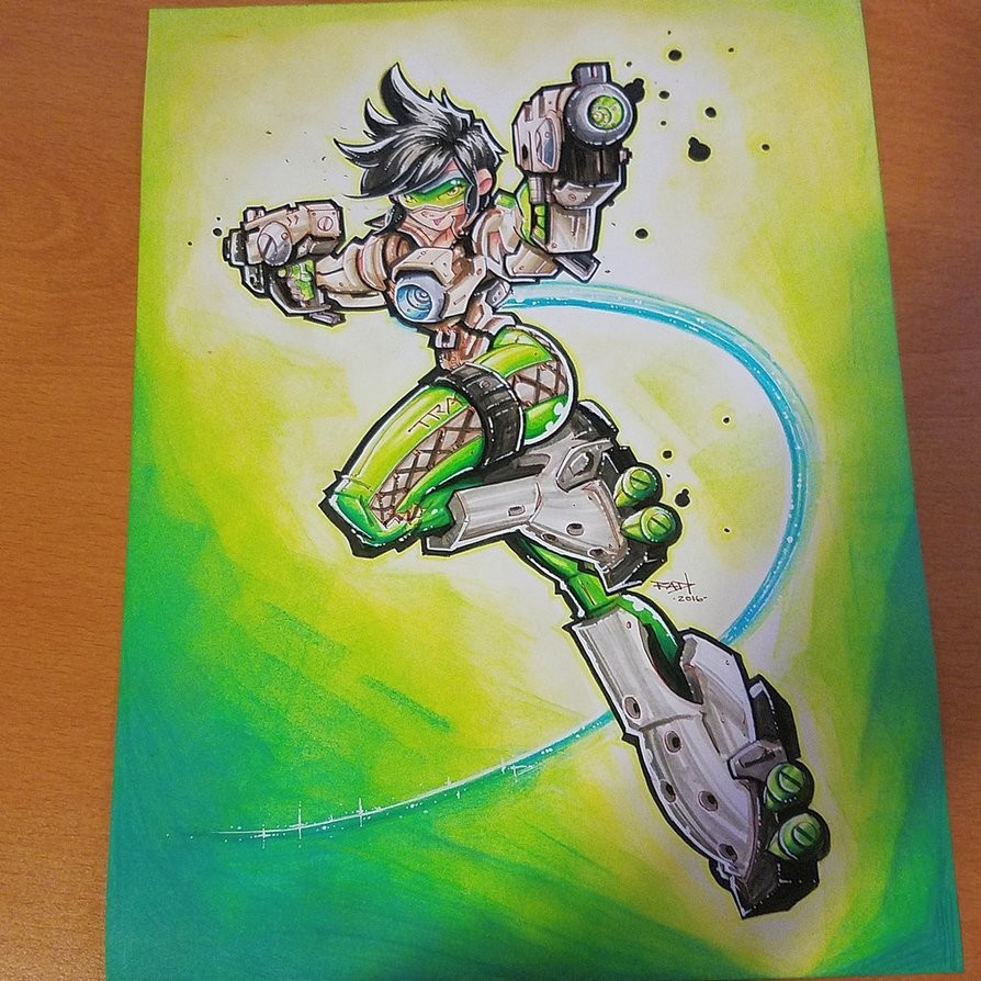 Step 07: Final Green Costume Colors! Copic Markers, color pencil, and distress ink.