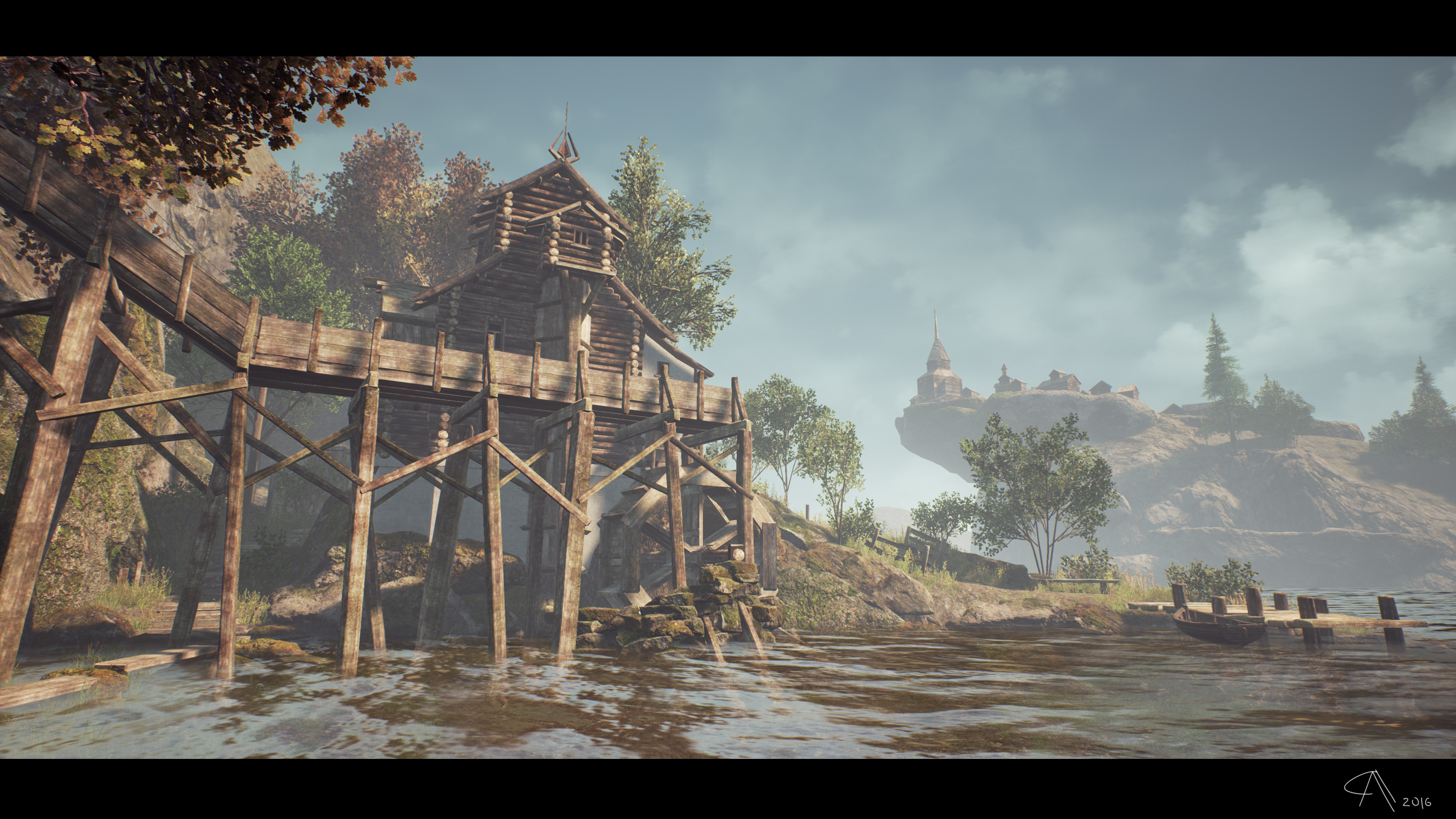 Water mill. Day light