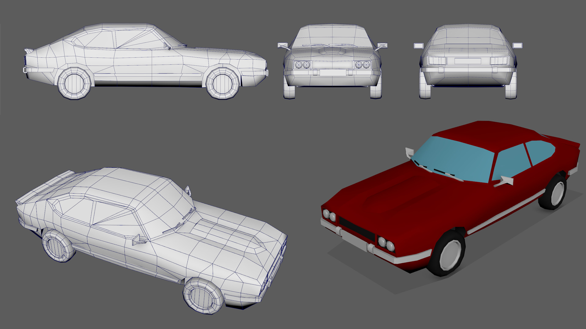 Чертеж low poly машины