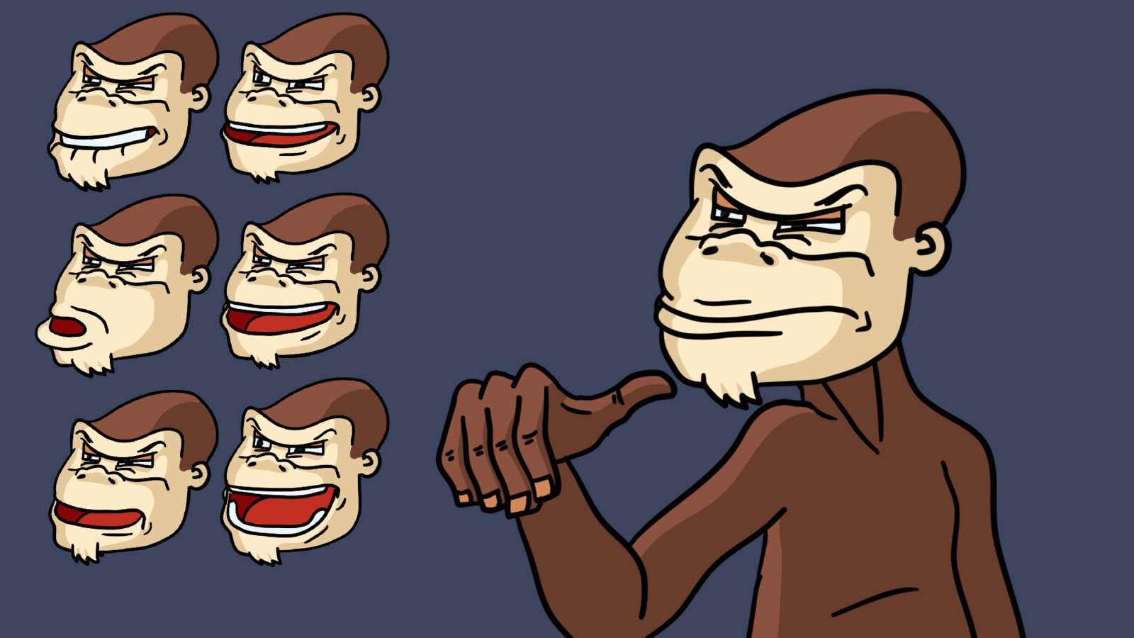 The first Monkey is created using ToonBoom classical animation software. And it is made mostly with frame by frame animation, using pose to pose. The style is unique, influenced by old school characters from the 80's and 90's.