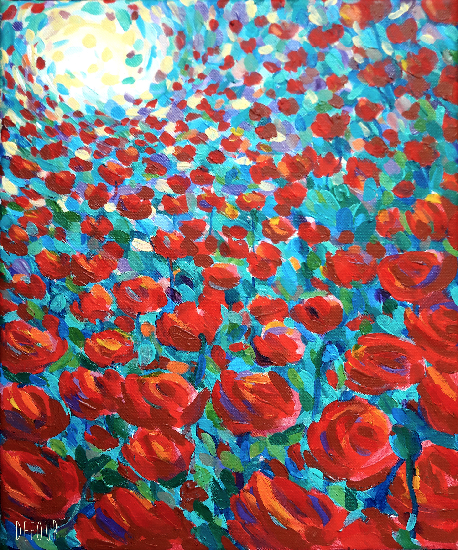 Artstation Flower Field Acrylic Painting G Defour