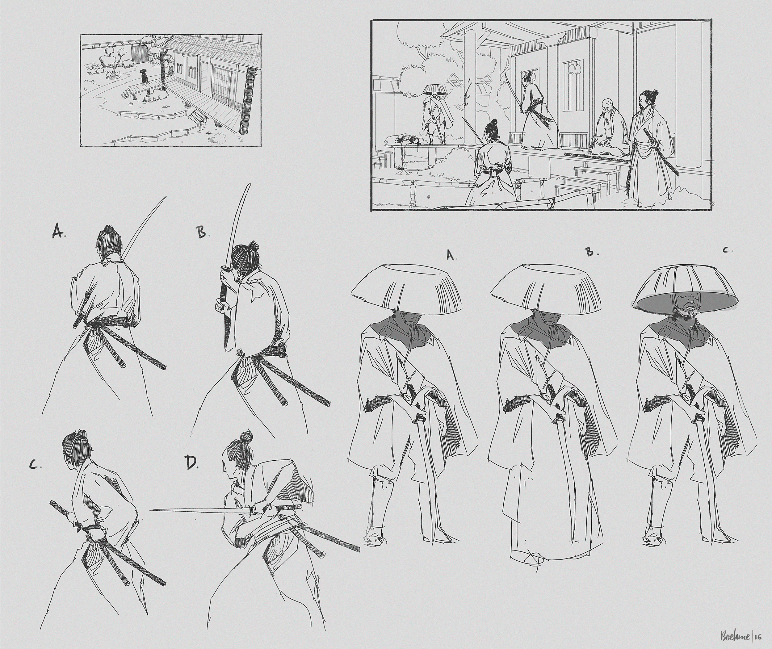 Composition and pose sketches