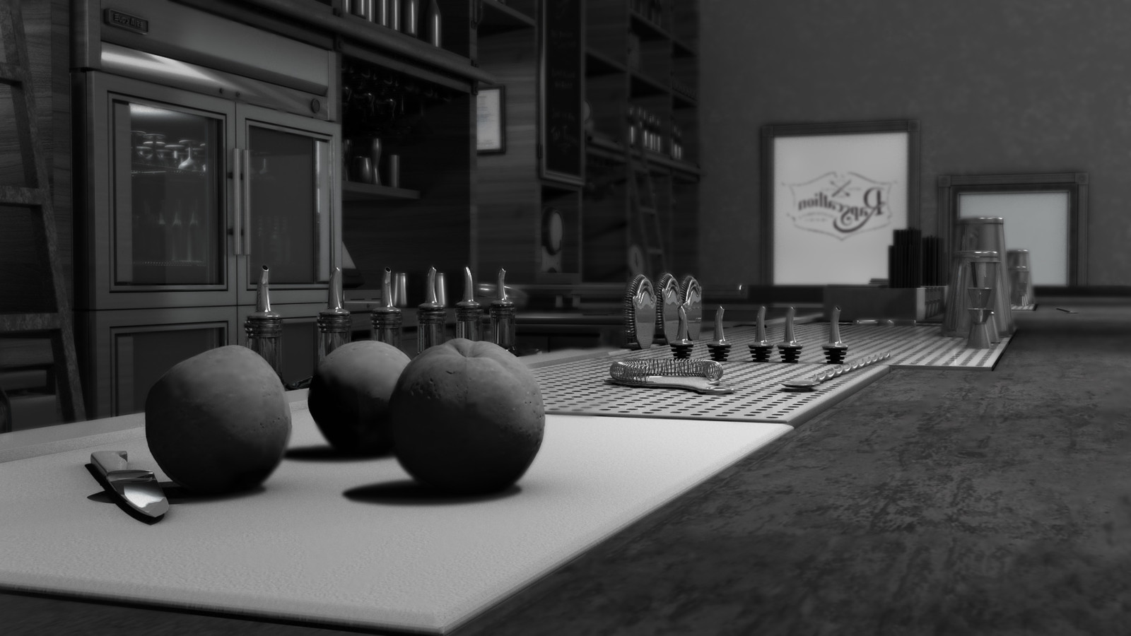 Rapscallion Bar - Noir - Close up on Bartop