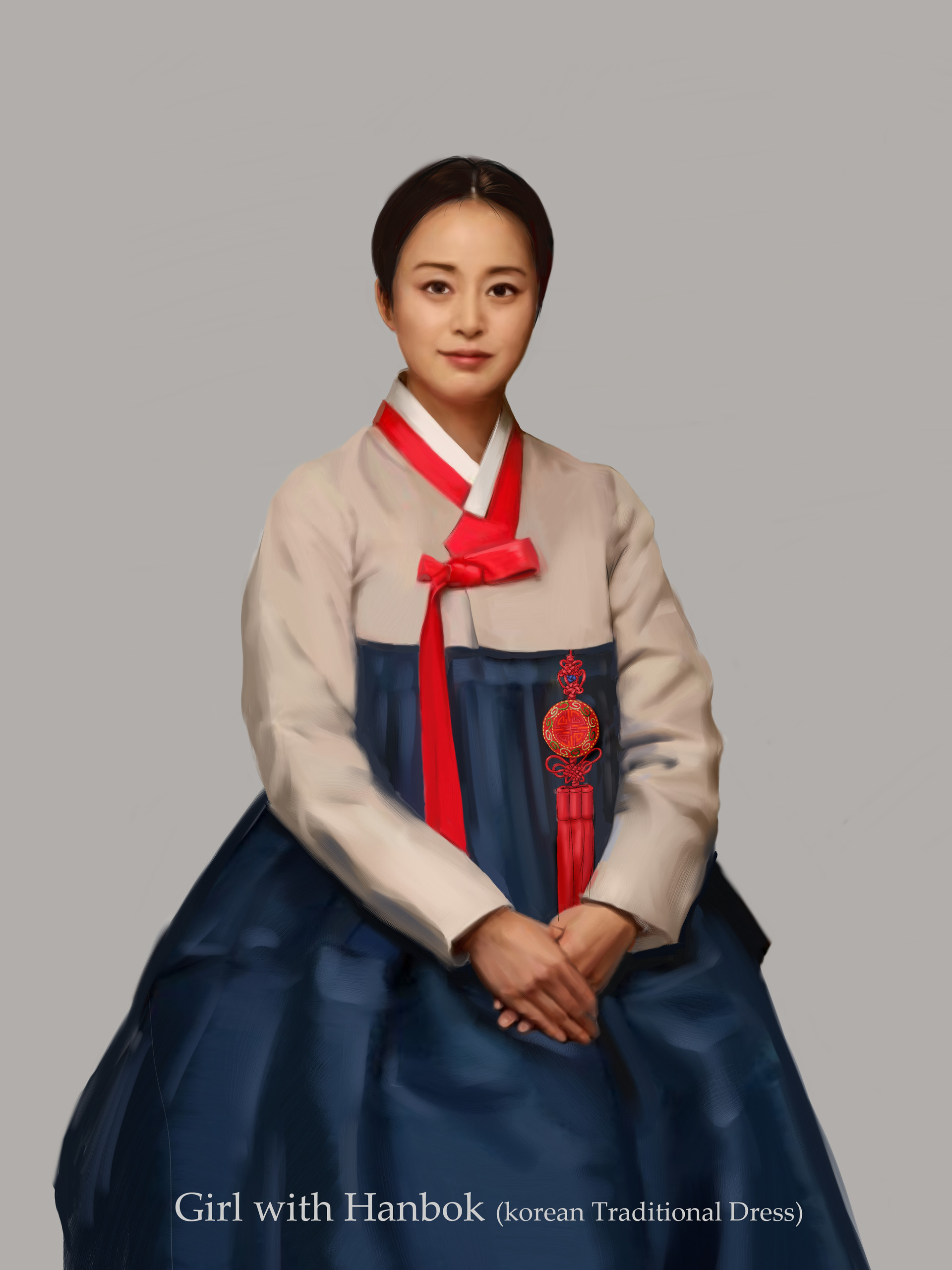 Myung Kang Gril With Hanbok Korean Traditional Dress