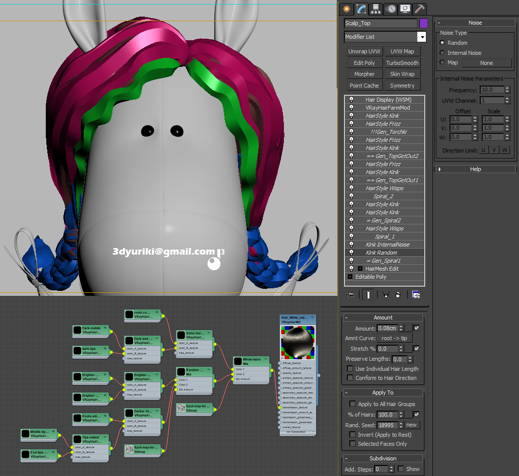 Artstation Render Of 3d Hair Vray Hairfarm 3ds Max Yurii