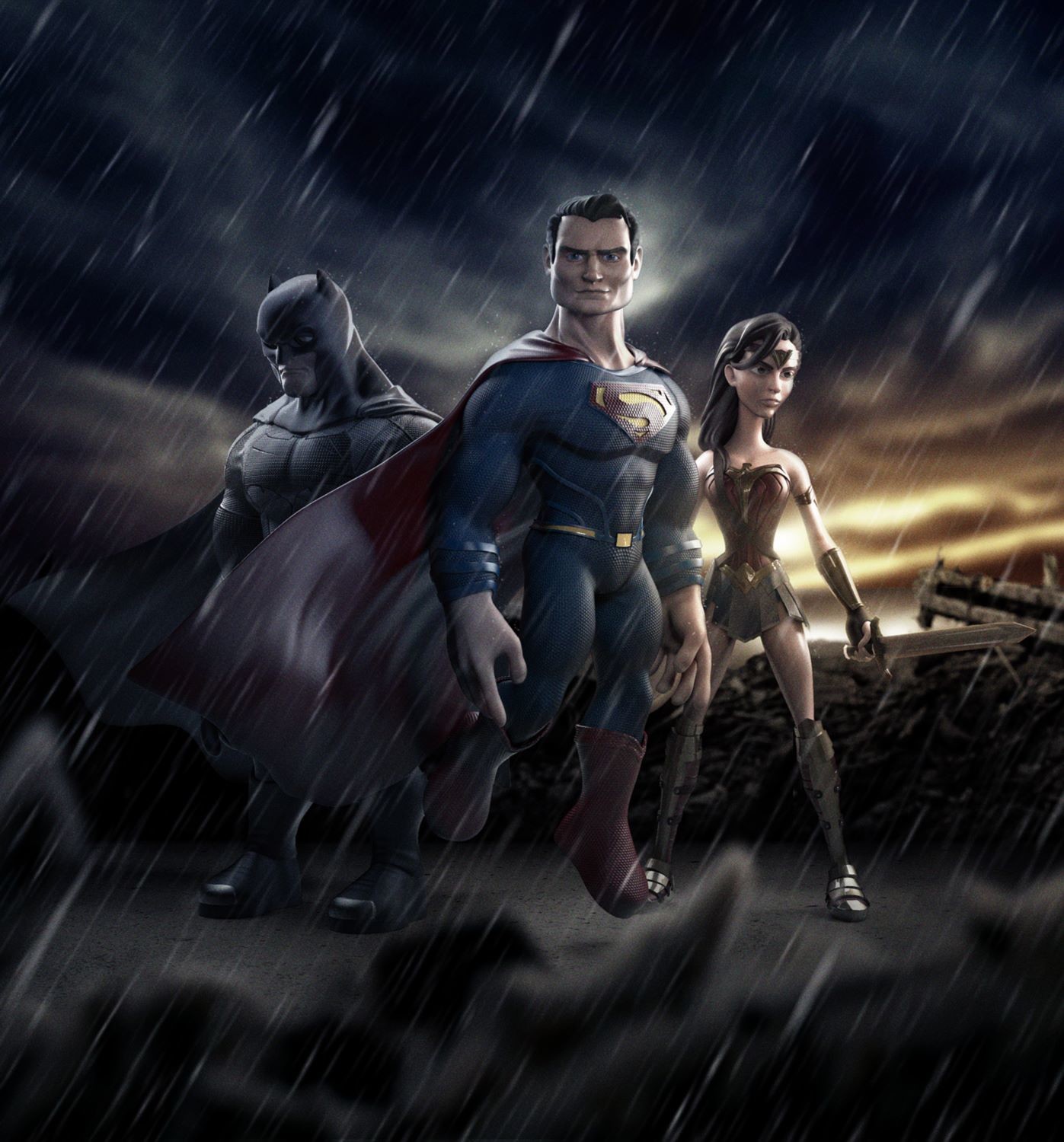 Superhero 3. Супергерои 3д. Ian Reyes. Superman and Batman 3d. Reyes 3d.
