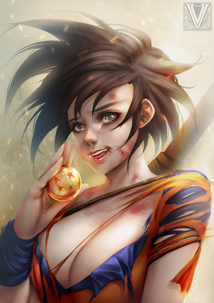 Artstation Fan Art Goku Female Dragon Ball Anime Culu Artwork Forudesigns 3d women cosmetic cases makeup bag anime dragon. artstation fan art goku female