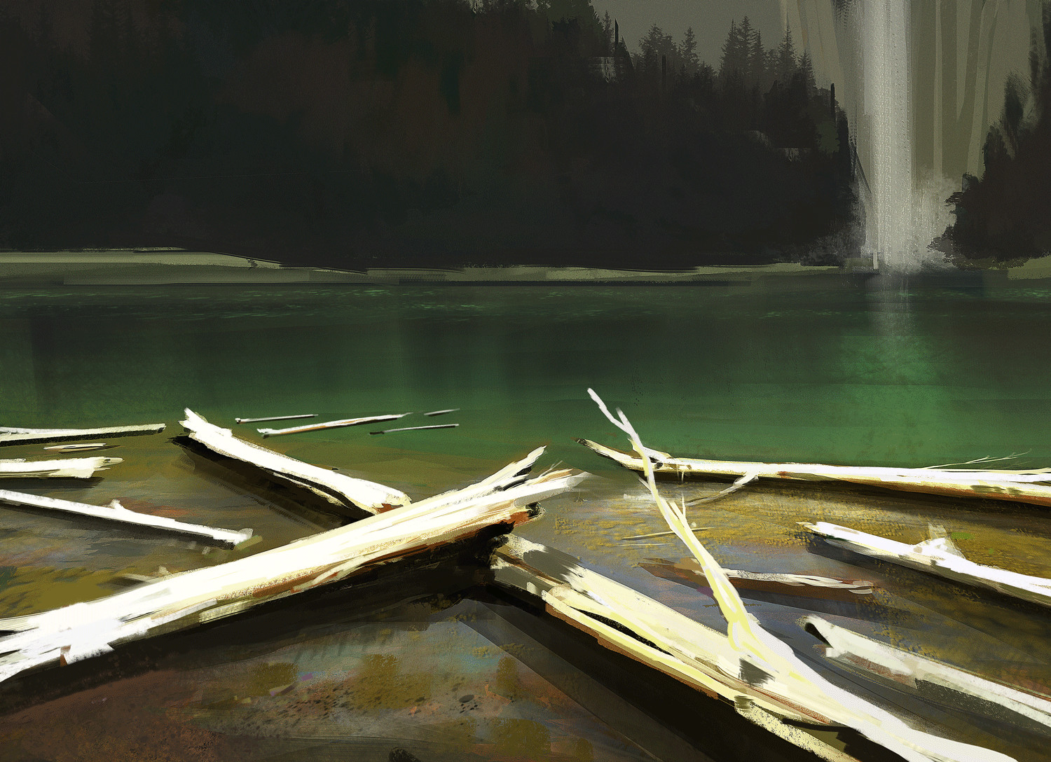 Logs and water - Sketch