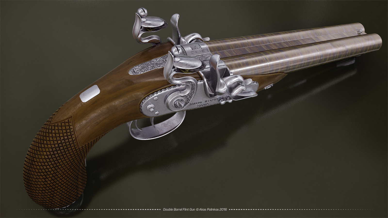 pa linka Double Barrel FlintLock Pistol