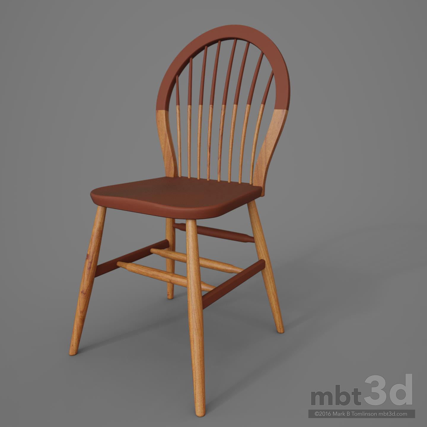 Round Back Wooden Chair Red