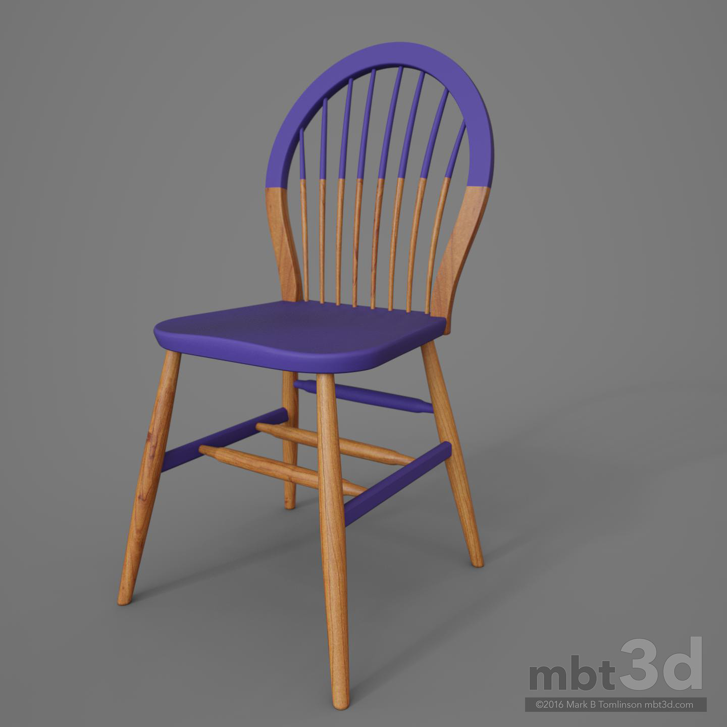 Round Back Wooden Chair Purple