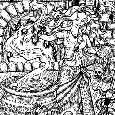 Vera petruk samiramay 26 witch engraved fantasy illustration