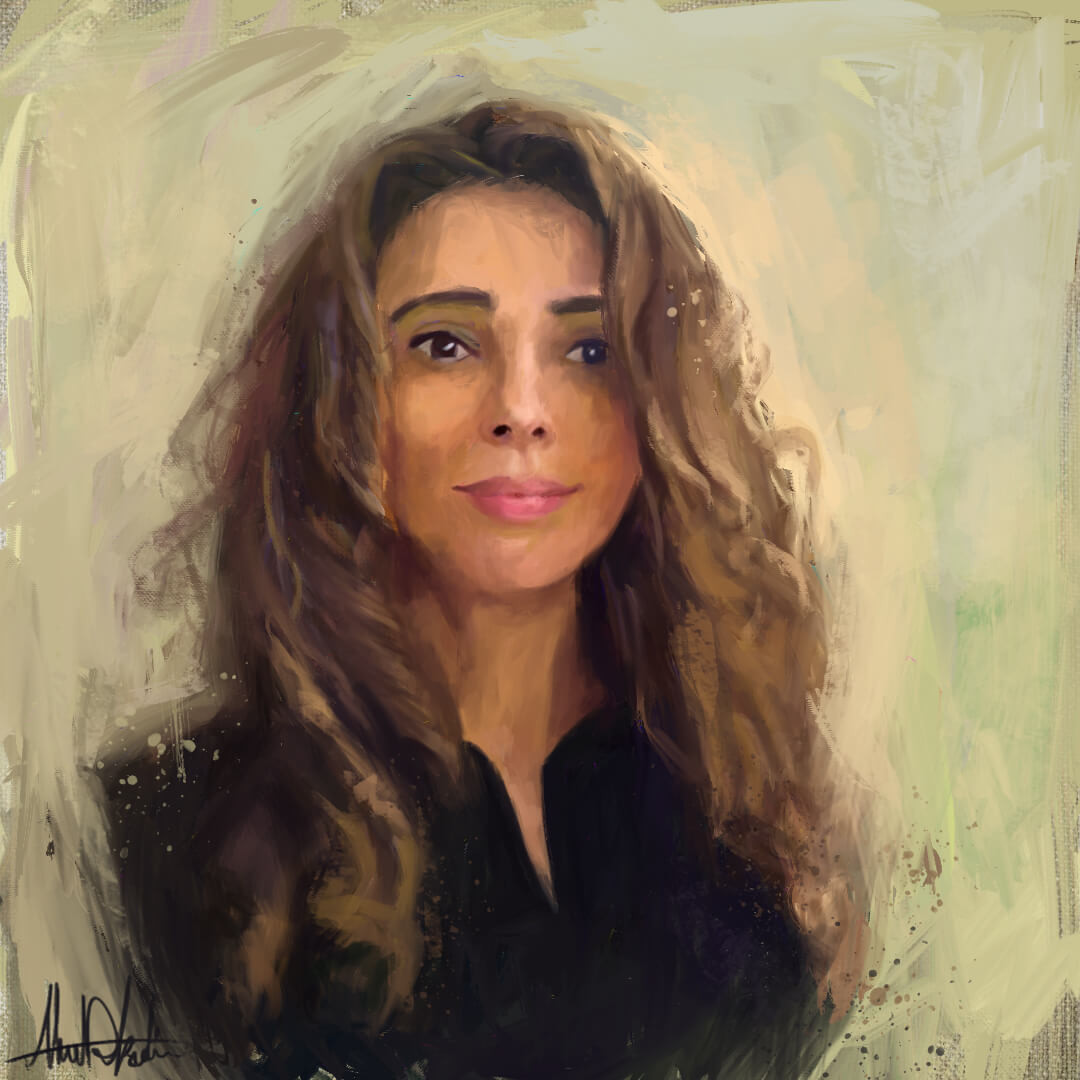 Artstation Digital Portrait Of Famous Traveller Curly Hair Girl Painted By Ahmad Kadi Ahmad Kadi