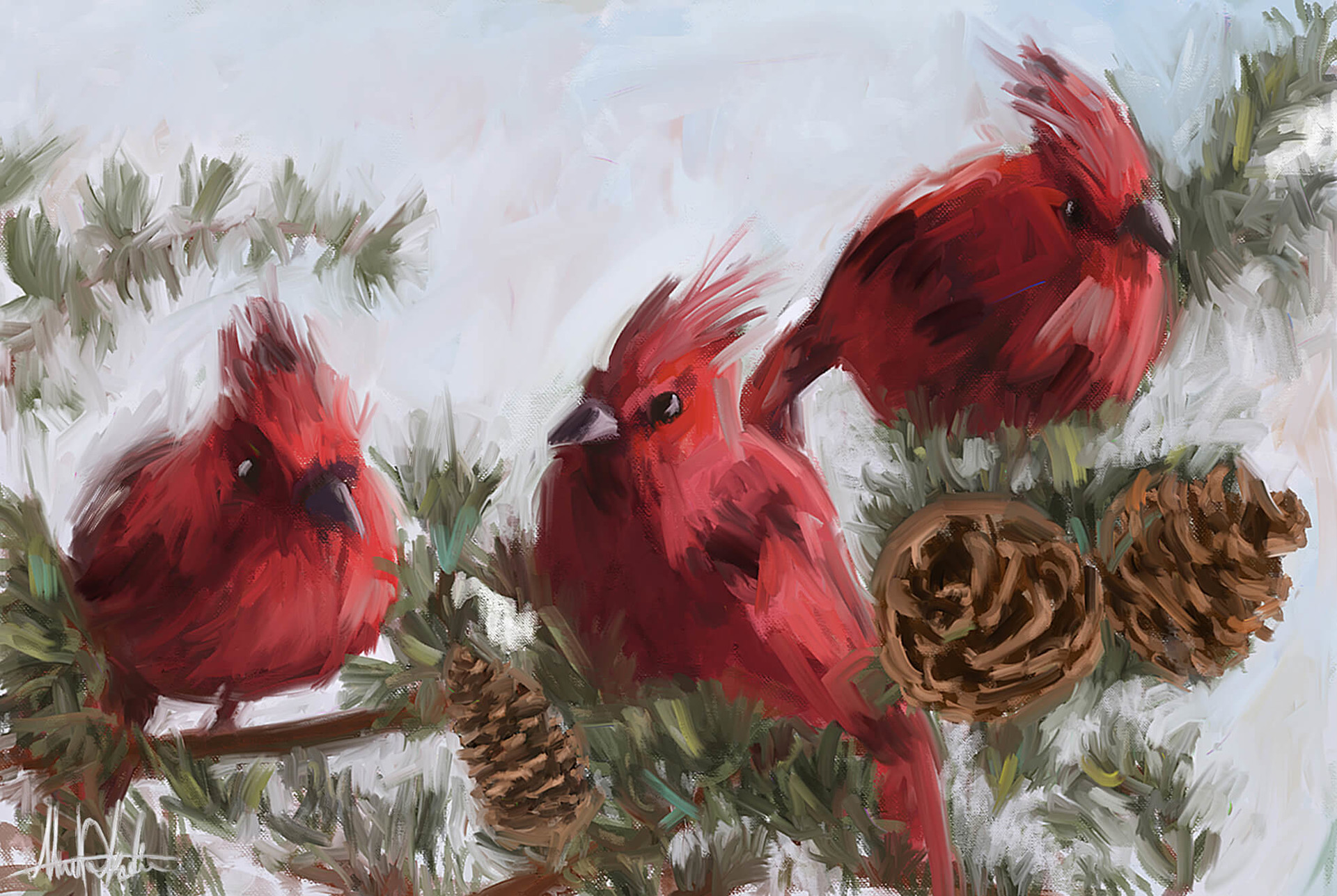 Artstation Digital Portrait Painting Of A Three Red And Black