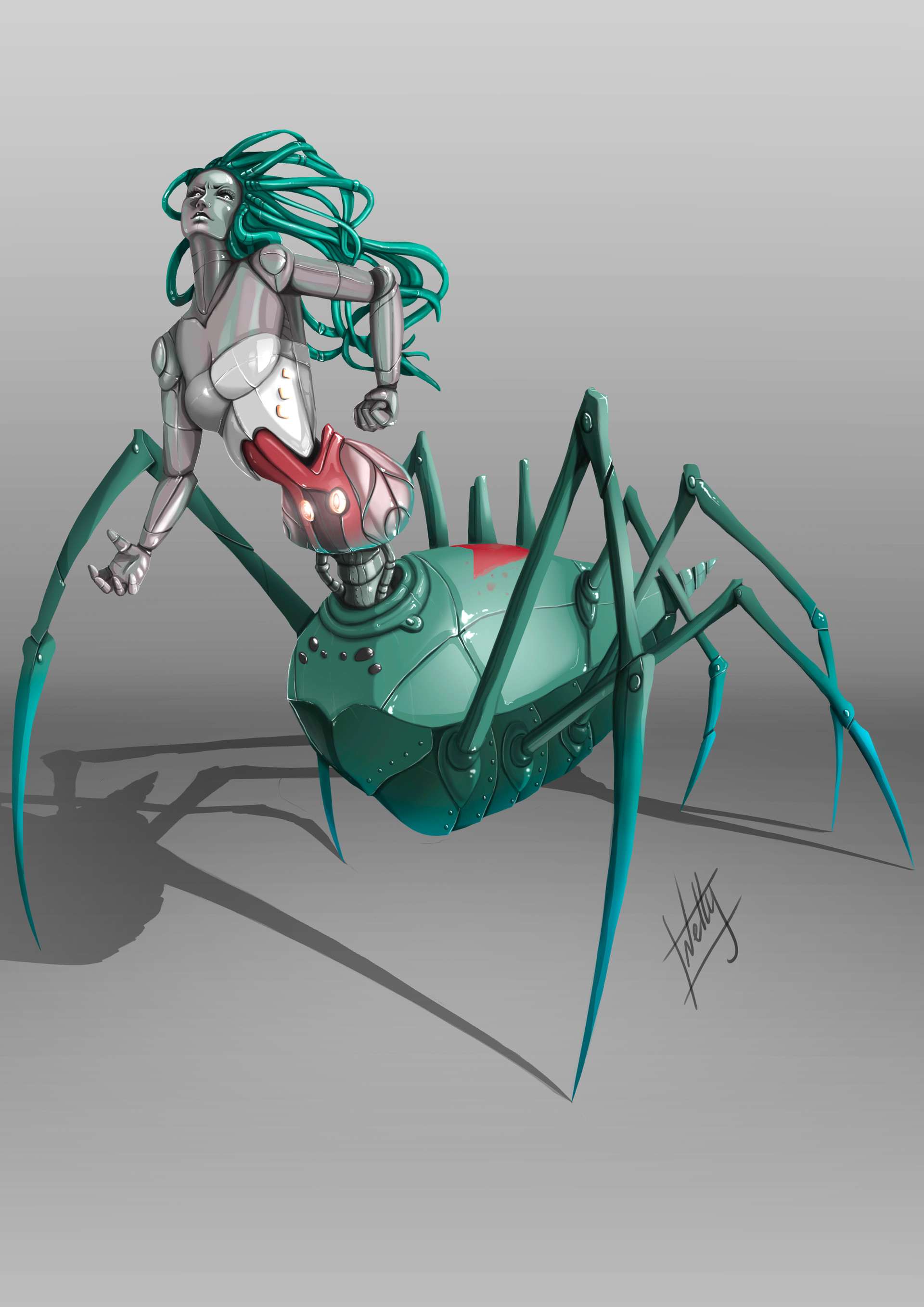 ArtStation - Half Mecha Spider