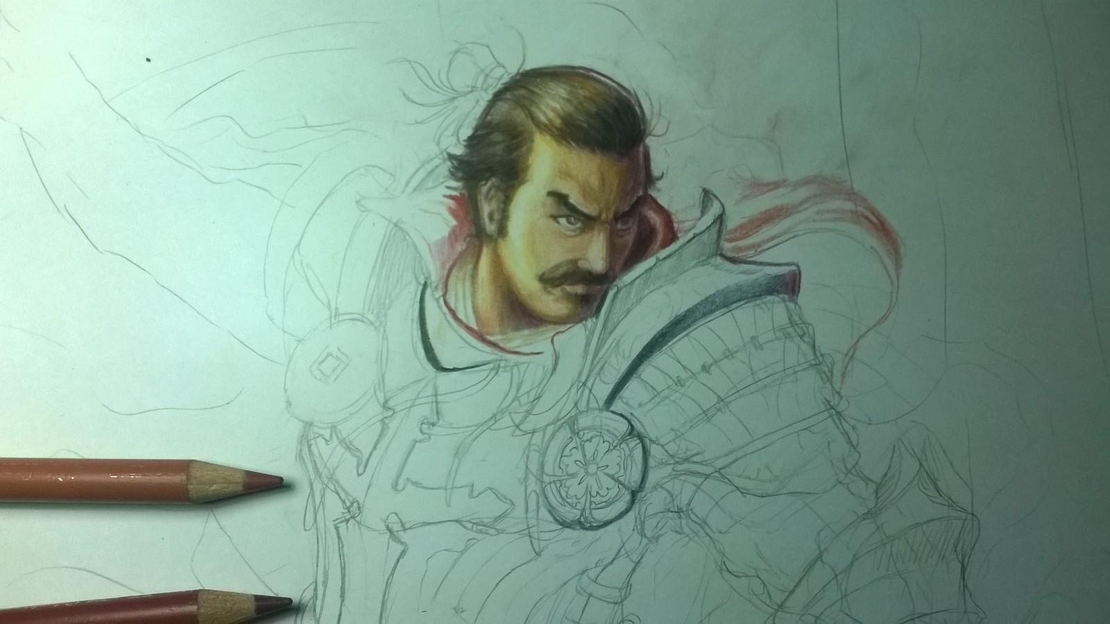 When I have most of the central idea ready for colors, I usually paint the face first.