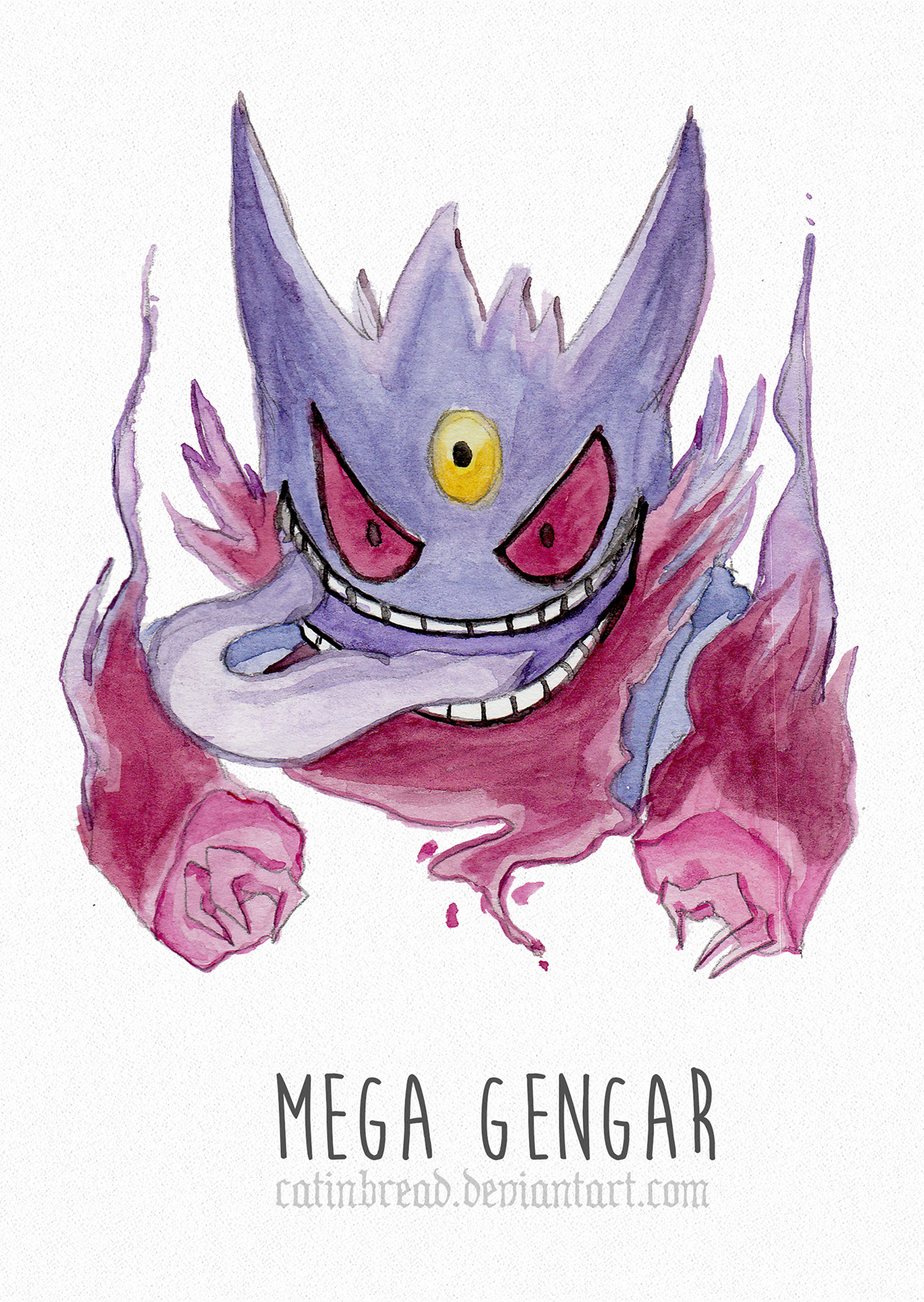 Mega Gengar Pokemon Watercolour A4 Print