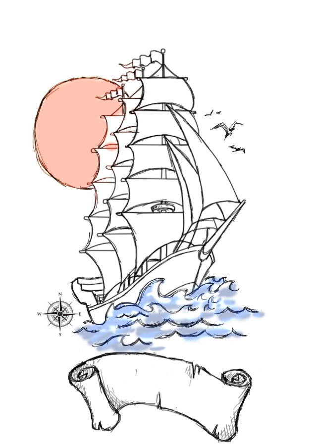 Pirates Ship Tattoo Vector Images (over 1,700)