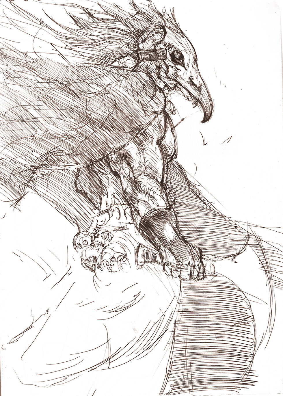 Artstation Egyptian Vulture God Human Form Quick Sketch In Pen Brian Katz